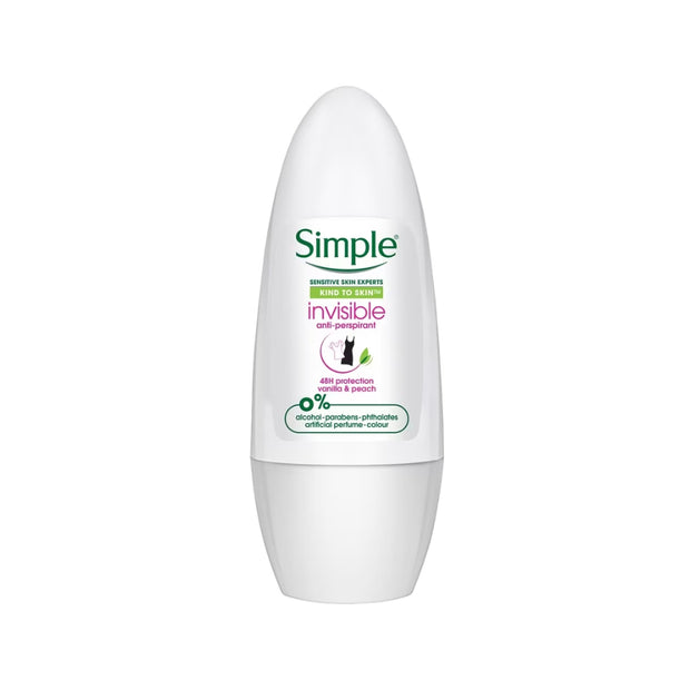 Simple Anti-Perspirant Deodorant Roll-On Invisible 45ml - Vanilla &amp; Peach