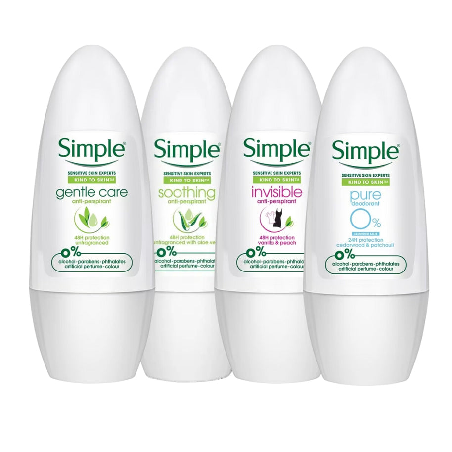 Simple Anti-Perspirant Deodorant Roll-On Pure 45ml - Cedarwood & Patchouli