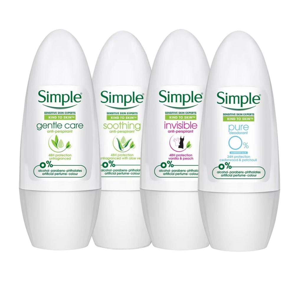 Simple Anti-Perspirant Deodorant Roll-On Gentle Care 45ml - Unfragranced