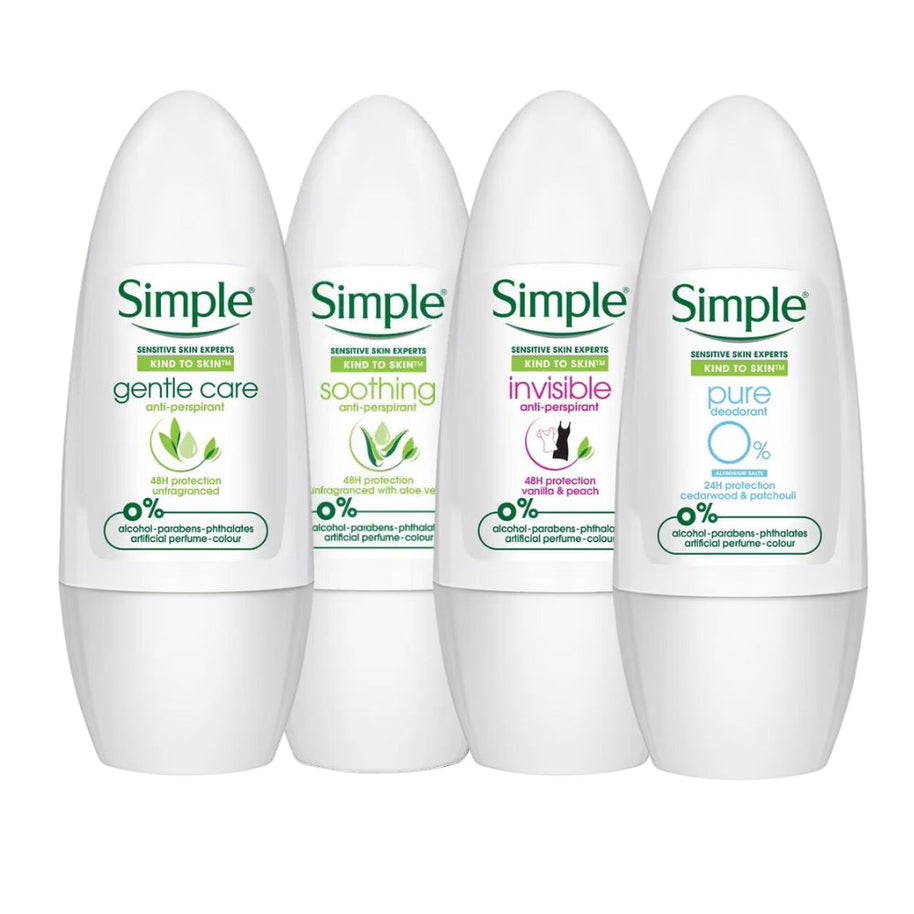 Simple Anti-Perspirant Deodorant Roll-On Gentle Care 45ml - Unfragranced