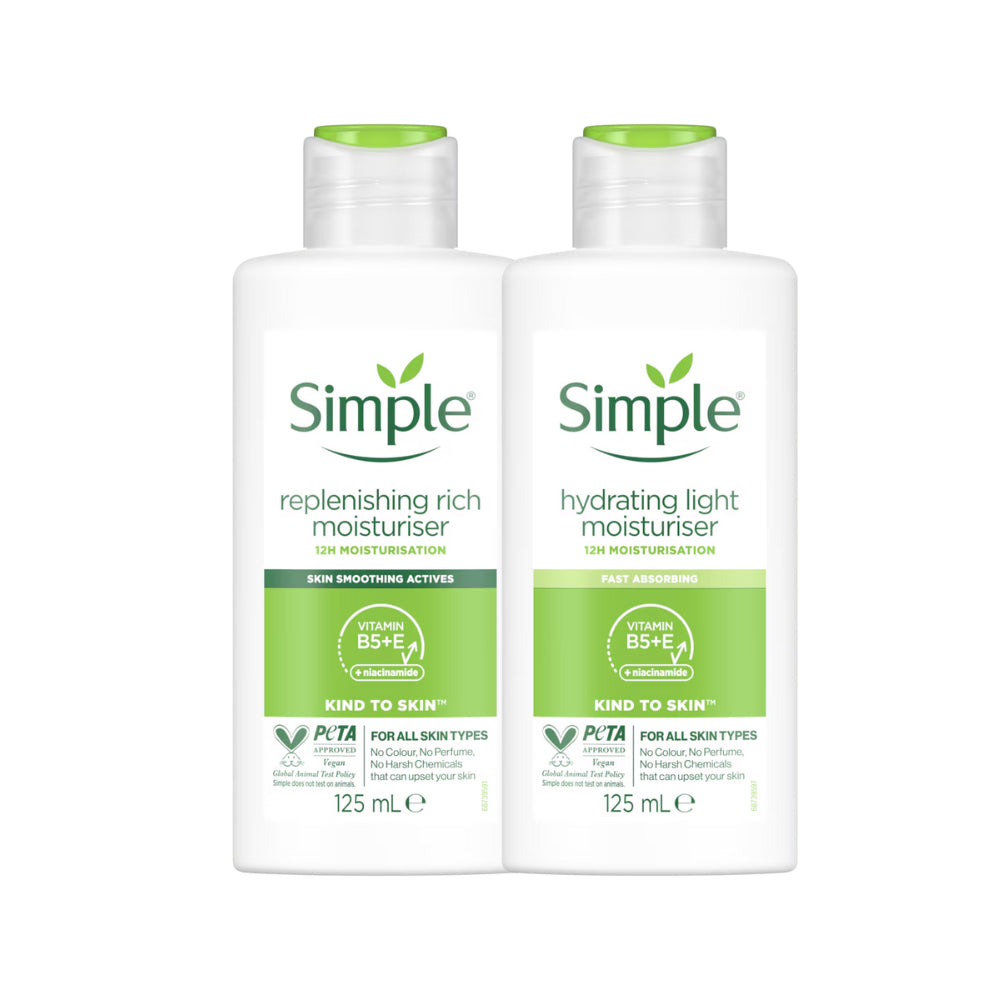 Simple Kind to Skin Moisturiser -  Hydrating Light & Replenishing Rich 125ml