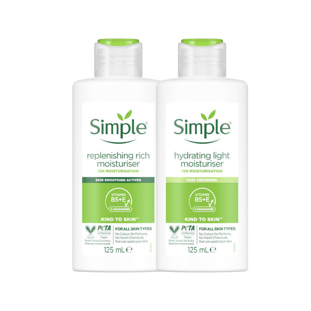 Simple Kind to Skin Moisturiser -  Hydrating Light & Replenishing Rich 125ml