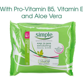 Simple Kind to Skin Exfoliating Cleansing Facial Wipes 25s